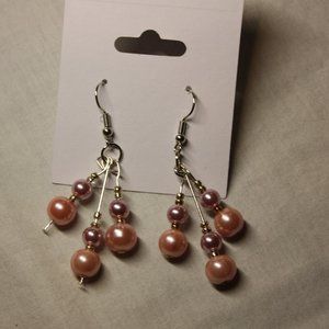 Pink Dangled Pearl Earrings